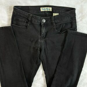 Paris Blue Jeans Jeggings Mid Rise Stretch Black Slim Fit Straight Leg
